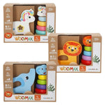 Jouet à tirer en bois Colorbaby pour bébé avec anneaux empilables colorés pour développer la motricité