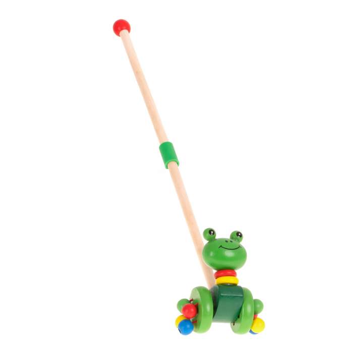 Pousseur grenouille en bois - vue de côté