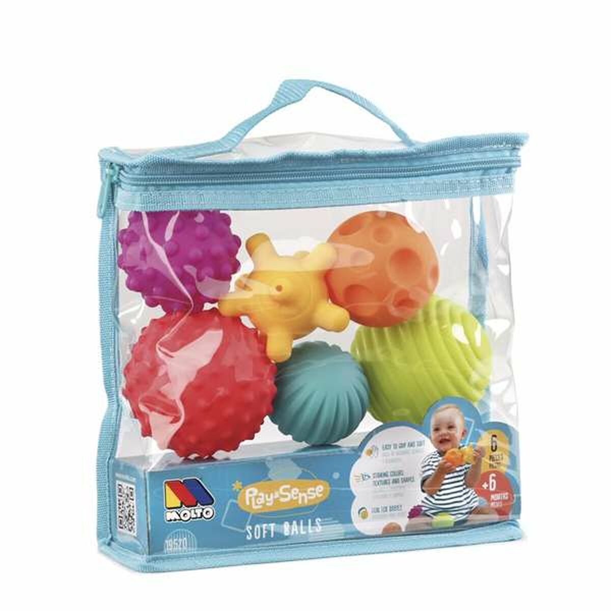 Balles sensorielles Moltó pour bébé – Pack de 6 balles éducatives et texturées dès 6 mois