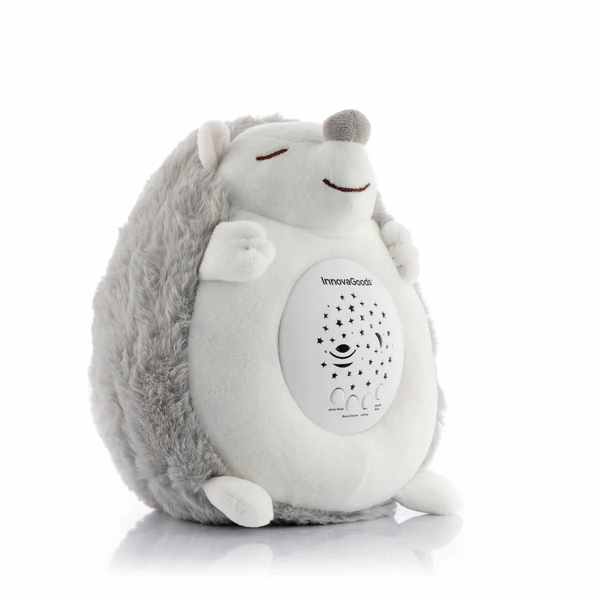 Peluche veilleuse hérisson gris blanc projecteur étoiles bébé